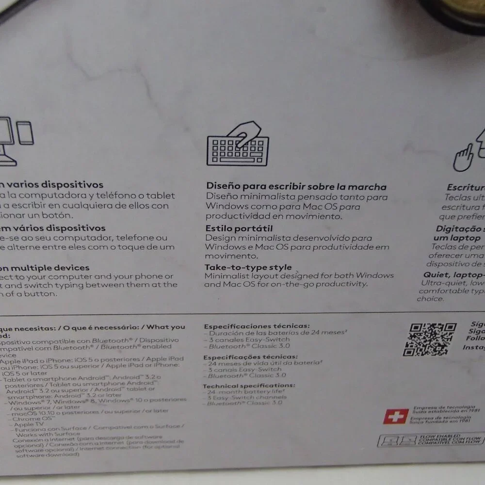 Logitech K380 Multi-Device Spanish, Bluetooth Keyboard - Off-White, (Espanol) - Picture 7 of 8